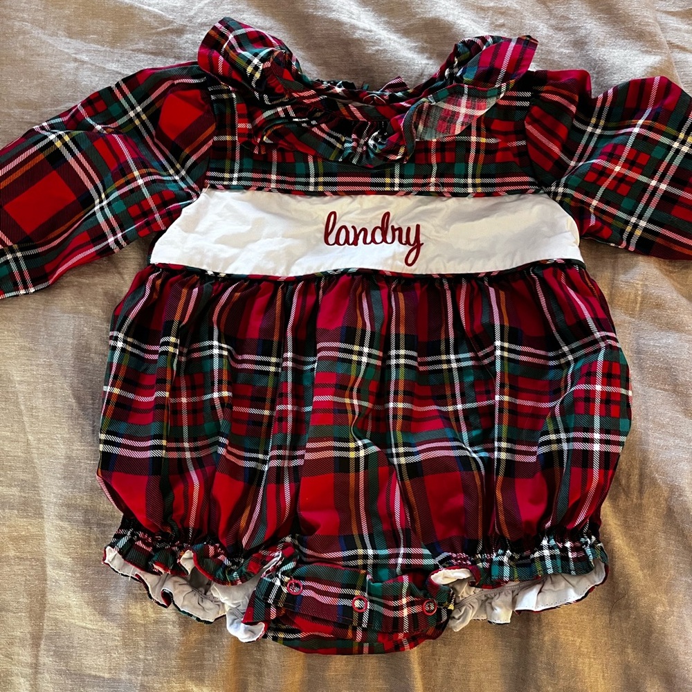 Landry Plaid Baby Bubble Romper - Cecil & Lou